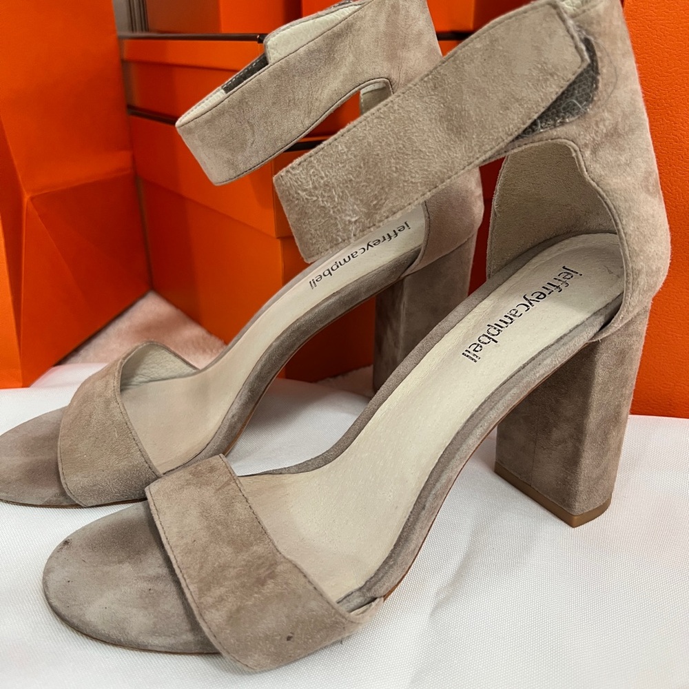 Jeffrey Campbell Taupe Suede Block Heels